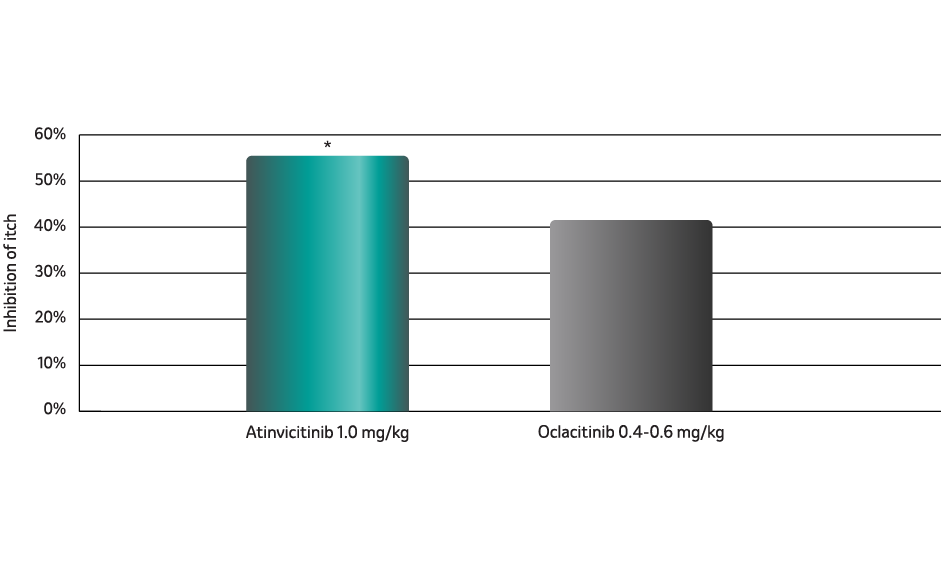 Numelvi - Atinvicitinib inhibits cIL-31-induced itch in dogs more than oclacitinib